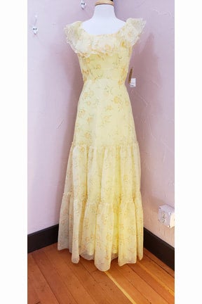 vintage yellow floral dress