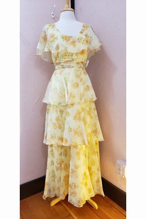 vintage yellow floral dress